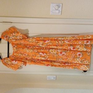 White Birch NWOT light tangerine floral dress size 2X